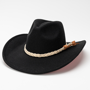 Chapeau de cowboy en feutre à bord roulé, design en feutre tibétain bicolore, chapeau de jazz occidental pour hommes et femmes, chapeau rétro formel décontracté transfrontalier - Product Image 1
