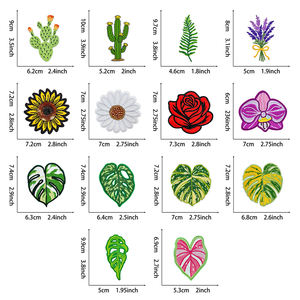 Parches florales de lentejuelas brillantes termoadhesivos <span class=keywords><strong>con</strong></span> bordados de hoja de monstera, <span class=keywords><strong>cactus</strong></span> y rosa para ropa de verano DIY y decoración del hogar - Product Image 6