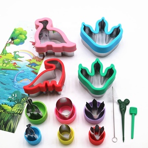 Cortador de <span class=keywords><strong>Galletas</strong></span> y Sándwiches de Acero Inoxidable Personalizado y Colorido, Cortador de Frutas y Verduras con Forma de Dinosaurio, Ecológico - Product Image 1