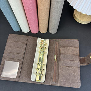 Raccoglitore per buste contanti A6 con anelli da 30 mm e hardware dorato, con portafoglio con cerniera, agenda e organizer per la gestione del budget in lino - Product Image 5