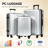 Set Koper Hardshell PC 20 24 28 Inch dengan Kunci TSA, Troli Aluminium, Roda Spinner Senyap, Lapisan Lembut yang Dapat Diperluas, OEM