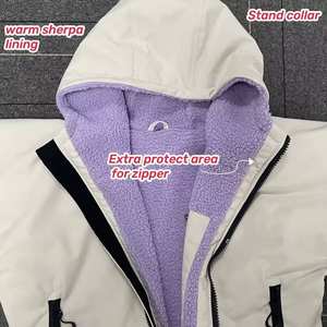 Robe à <span class=keywords><strong>langer</strong></span> doublée <span class=keywords><strong>Sherpa</strong></span> Veste d'hiver imperméable Design personnalisé Parka de bain Vente en gros - Product Image 5