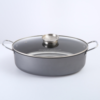39cm Kohlenstoffstahl Antihaft-Kochpfanne mit Glasdeckel und Griffen für Heimküche, Outdoor-Kochen und Restaurant Fischdämpfer