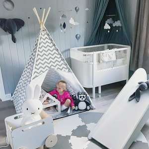 Tende portatili per bambini Tipi Play House per bambini in tela di cotone indiano <span class=keywords><strong>tenda</strong></span> da gioco per bambini piccola spiaggia Teepee Party Room arredamento - Product Image 3