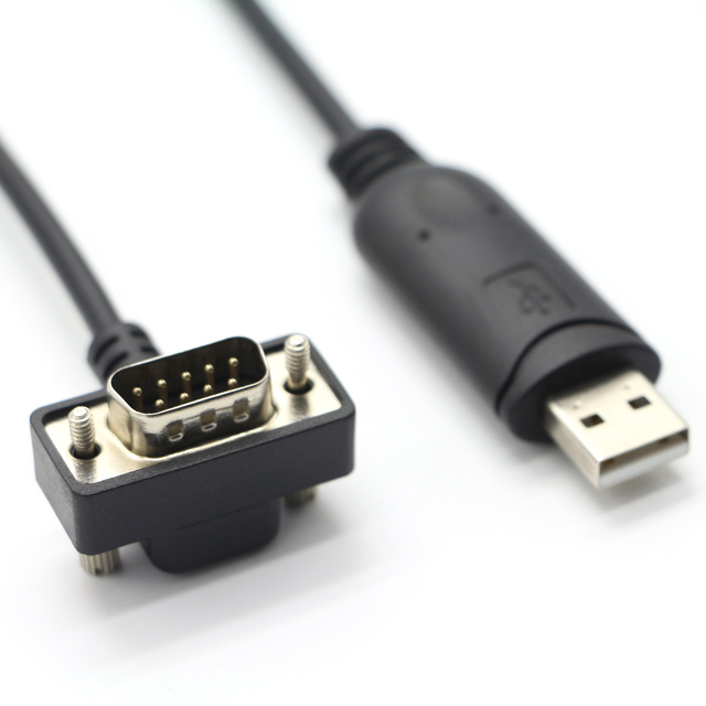 OEM/ODM FTDI FT232RL USB A to DB9 Up Angle 90 Degree RS232 Serial Cable for POS Scanner Printer