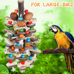 Jouet à mâcher en bois d'ash duveteux pour oiseaux, perchoir d'escalade suspendu en bois pour ara, perroquet gris, fournitures pour grandes cages à perroquets - Product Image 3