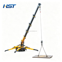 Mini-grue araignée mobile tout-terrain sur chenilles pour travaux en sous-sol et dans les ascenseurs