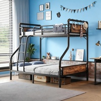 Lit superposé pliable et réglable First Rank Bed-30, taille complète, en acier robuste, revêtement en poudre écologique, design moderne, détachable
