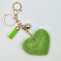 Nieuw model hartvormige sleutelhanger van leer met strass steentjes, diamantaccenten, hartvormige franjes, tas-hanger, Valentijnsdag sleutelhanger