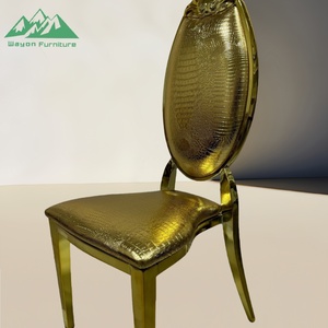 Chaise de banquet de luxe Wayon en acier inoxydable doré durable, dossier moderne, <span class=keywords><strong>pour</strong></span> hôtel, <span class=keywords><strong>mariage</strong></span>, restaurant, salon, <span class=keywords><strong>villa</strong></span> - Product Image 2