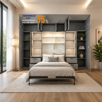 Lit Murphy en bois moderne avec fonction canapé-lit, armoire pliable et espace de rangement, design gain de place pour chambre à coucher et petits espaces domestiques