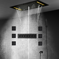 Ensemble de robinets de douche thermostatiques 6 fonctions encastrés au plafond, colonne de douche pluie, brume, cascade, massage, pommeau de douche 4 pouces pour hôtel