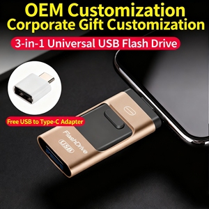 Clé USB Métallique 3-en-1 Push-Pull Transfrontalière Pingguo 128 Go, Nouvelle, Compatible Android Type-C et Ordinateur, Adaptateur 8 Go - Product Image 2