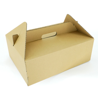Boîte de transport alimentaire en carton kraft brun avec poignée intégrée, boîte en papier robuste pour la restauration, les pâtisseries et les emballages à emporter