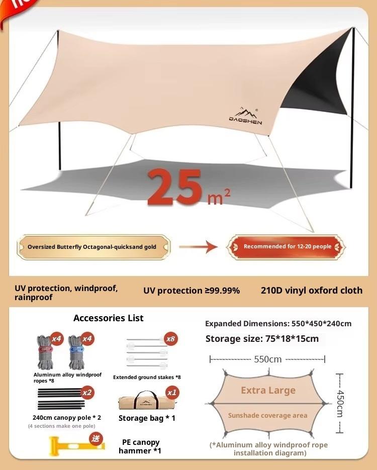 25 ㎡ octagonal black glue canopy