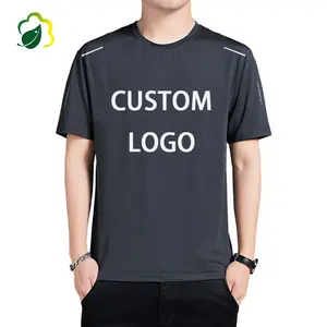 Camiseta personalizada con estampado de color sólido de poliéster de secado rápido barata, Camiseta extragrande para correr para hombre, camiseta para hombre de alta calidad