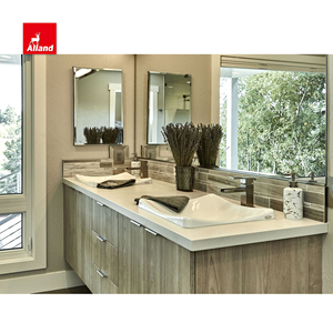 Meuble-lavabo à bas prix finition grain de bois mélaminé Design moderne tache de cerise muscade armoire de salle de bain sous évier comptoir en marbre - Product Image 5