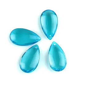 En çok satan 50mm kristal gözyaşı boncuk Aquamarine pürüzsüz cam avize parçaları ev zarif kristal asılı ışık dekorasyonu
