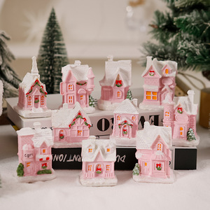 <span class=keywords><strong>Casa</strong></span> pequeña Art <span class=keywords><strong>Deco</strong></span> de resina rosa con paisaje en miniatura ligero decoración del hogar figurita regalo para niña - Product Image 2