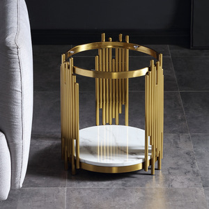 Moderne Woonkamer Hotel Home Sofa Einde Kleine Tafel Luxe Verguld Roestvrij Staal Gehard Glas Bijzettafel Meubilair - Product Image 2