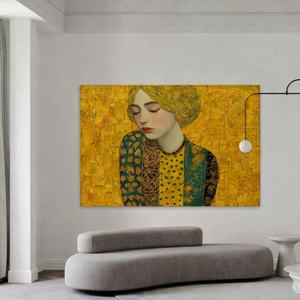 Peinture murale minimaliste dorée neutre, nature morte, effet 3D réaliste texturé, toile peinte à la main, décoration murale suspendue - Product Image 3