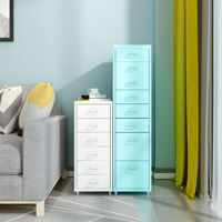 Armoire de rangement métallique mobile, réglable et verrouillable avec tiroirs pour l'organisation de bureaux commerciaux, design compact
