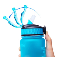 Bouteille d'eau de sport en plastique Tritan sans BPA de 32 oz avec logo personnalisé, marqueur de temps, paille et couvercle à clapet pour la motivation à la gym