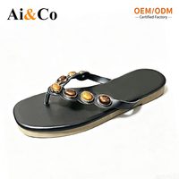 Chaussures grande taille pour femmes, tongs à strass tendance, printemps-été, antidérapantes, semelle TPR, dessus en PU, bout carré, respirantes
