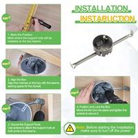 Boîtier de plafond rond de 4 pouces, grand support de barre, 1 gang, non métallique, nouveau boîtier de sortie électrique en PVC pour travaux électriques