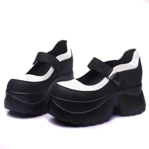 Sandales plates à talons hauts avec boucle en métal tendance, doublure en toile, semelle amortissante, chaussures Mary Jane pour femmes - Product Image 1