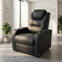 Fauteuils de cinéma maison style simple en cuir Nappa pleine fleur, fauteuils inclinables électriques à double commande, en bois, avec mousse à mémoire de forme, pour films et jeux