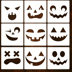 GF Halloween <span class=keywords><strong>Citrouille</strong></span> Expression Visage Fenêtre Décoration Pochoir Cadeau Enfant Peinture Murale Creuse Plastique Scrapbook Peinture - Product Image 4