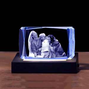 JY Custom Engraved Crystal Photo Square 3D Crystal <strong>Cube</strong> With Light Base <strong>for</strong> Love Gifts - Product Image 2