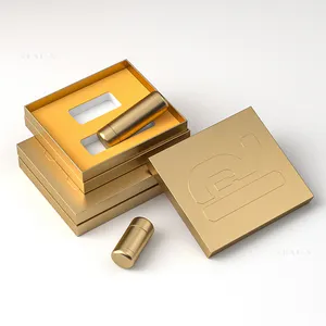 Kotak hadiah pinggiran dan tutup kardus kaku mewah emas mawar metalik logo timbul khusus dengan sisipan