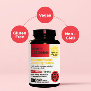 OEM kualitas tinggi <span class=keywords><strong>1000</strong></span> <span class=keywords><strong>Mcg</strong></span> Vitamin <span class=keywords><strong>B12</strong></span> tablet penghilang untuk dewasa pabrik suplemen produksi produk kesehatan tidur - Product Image 3