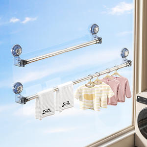 Porte-serviettes télescopique en acier inoxydable avec ventouse, séchoir mural extensible pour salles de bain - Product Image 2