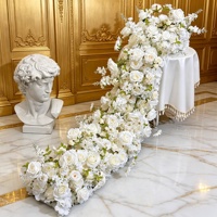 2026 Thanksgiving Blumenarrangement Weiße Seidenrosen Künstliche Blumen Tischläufer Tischdekoration Modern Handgefertigt Natürlich Echt