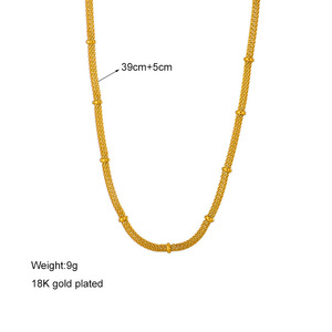 Ensemble collier et bracelet en acier titane style minimaliste, <span class=keywords><strong>maille</strong></span> circulaire en bambou, bijoux vintage - Product Image 5