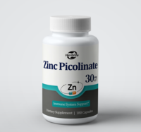 Capsules de Zinc Picolinate à Marque Blanche OEM 30mg – Soutien Immunitaire Végétalien – Complément de Zinc – 180 Capsules – Sans OGM – Sans Gluten