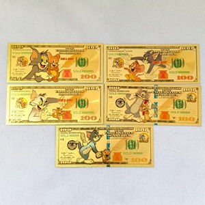 Colección de Billetes de Oro Clásicos de <span class=keywords><strong>Tom</strong></span> y <span class=keywords><strong>Jerry</strong></span>, 5 Piezas, Dinero Conmemorativo de Dibujos Animados, Perfecto para Regalos y Decoración del Hogar - Product Image 1