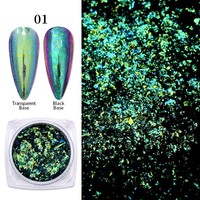Poudre acrylique mica pour Nail Art, chrome, glace transparente, aurore irisée, aurore brillante, caméléon, poudre scintillante colorée