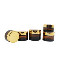 15g Fabrik Großhandel Custom Luxus Gold Silber Roségold Deckel Kappe Bernstein Glas Kosmetik verpackung Creme Glas