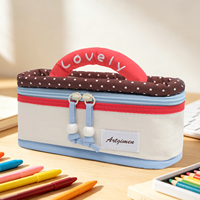 Estuche para Lápices al por Mayor, Bolsa de Maquillaje Kawaii Pastel, Estuche Vertical para Lápices con Asa Acolchada, Logotipo Personalizado, Venta Directa de Fábrica