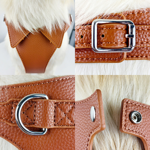 Harnais pour <span class=keywords><strong>chien</strong></span> OKKPETS en cuir PU de qualité supérieure, réglable, sans traction, avec boucles métalliques et anneaux en D pour toutes les tailles de chiens - Product Image 5