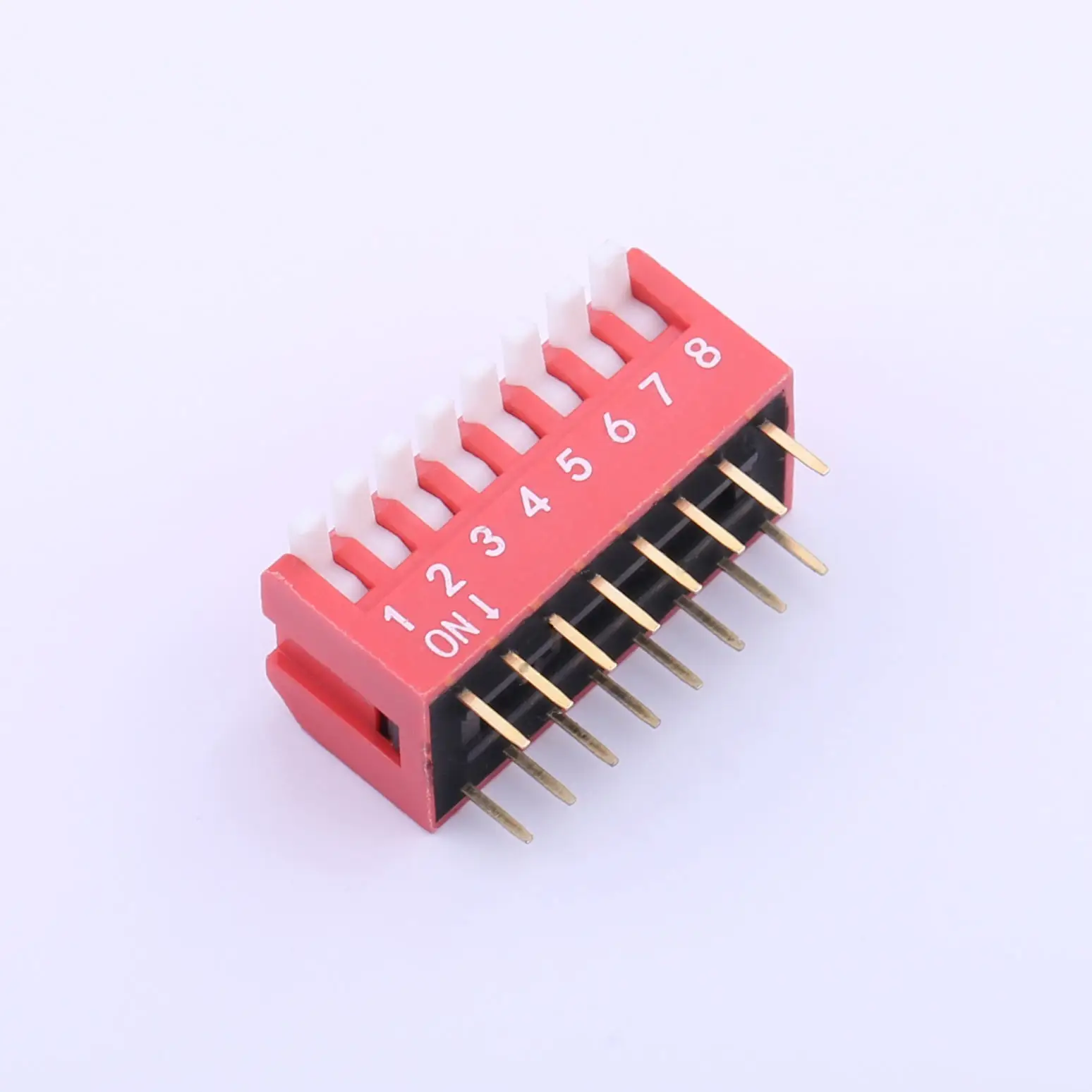 Kinelm pabrik grosir 8pin DIP saklar sisi merah 2.54mm tombol penyetel tipe piano tombol tarik elektronik DIP merah