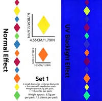 Guirlande rectangulaire fluorescente, guirlande en feutre arc-en-ciel qui brille sous la lumière noire UV pour la décoration de plafond et de murs de fête néon