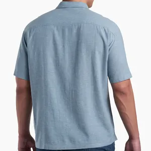 Short Sleeve Hemp Cotton Shirts For Mens Custom Men's Blouse Button Up Casual Shirt Summer Mens Custom Shirt Camisas