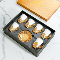 Cadeau de luxe Style Tureky Coffee Set de 6 tasses à café expresso Latte vert avec soucoupe