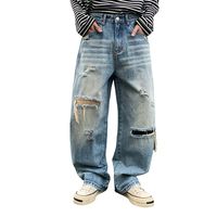 Jean Homme Y2K 2026 de Haute Qualité, Style Streetwear, Bleu Clair Vieilli, Effet Usé et Déchiré, Denim Pulvérisé, OEM ODM
