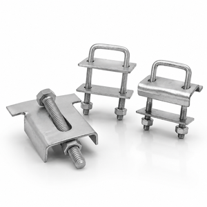 Ensemble <span class=keywords><strong>de</strong></span> boulons en <span class=keywords><strong>U</strong></span> et d'écrous en acier galvanisé à finition brute, classe 8, taille personnalisée, pour <span class=keywords><strong>fixation</strong></span> <span class=keywords><strong>de</strong></span> panneaux solaires, avec double trou pour serre-câbles intercalaire - Product Image 1